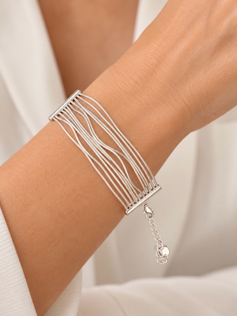 Vintage Liquid Sterling Silver Liquid Chain Bracelet with 925 Tag